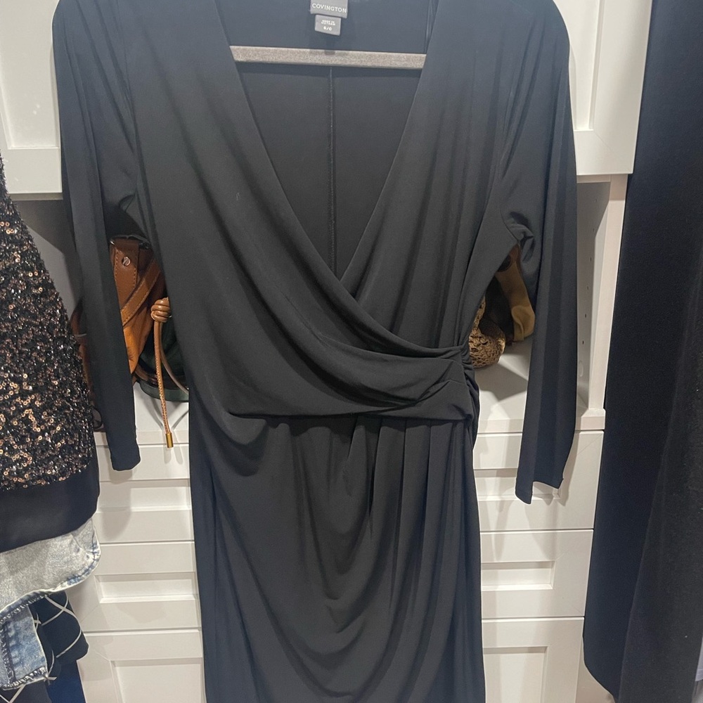 Covington Black Sheath Dress with Plunge Neckline